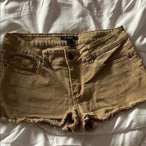F21 khaki denim short shorts size 28, size 7 women
